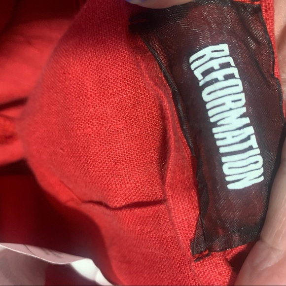 Reformation Red Linen High Waisted Pants Calf Length size 6 - Picture 4 of 4